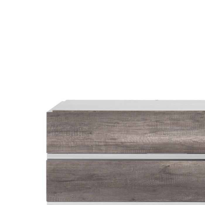 6 Drawers Wooden Frame Dresser with Metal Trim, Brown and Silver