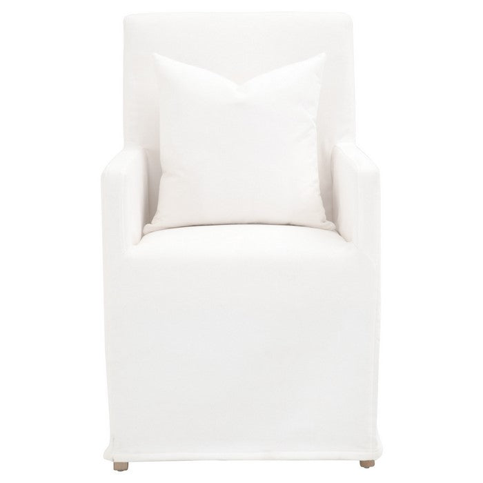 Wooden Frame Arm Chair with Removable Slipcover, White