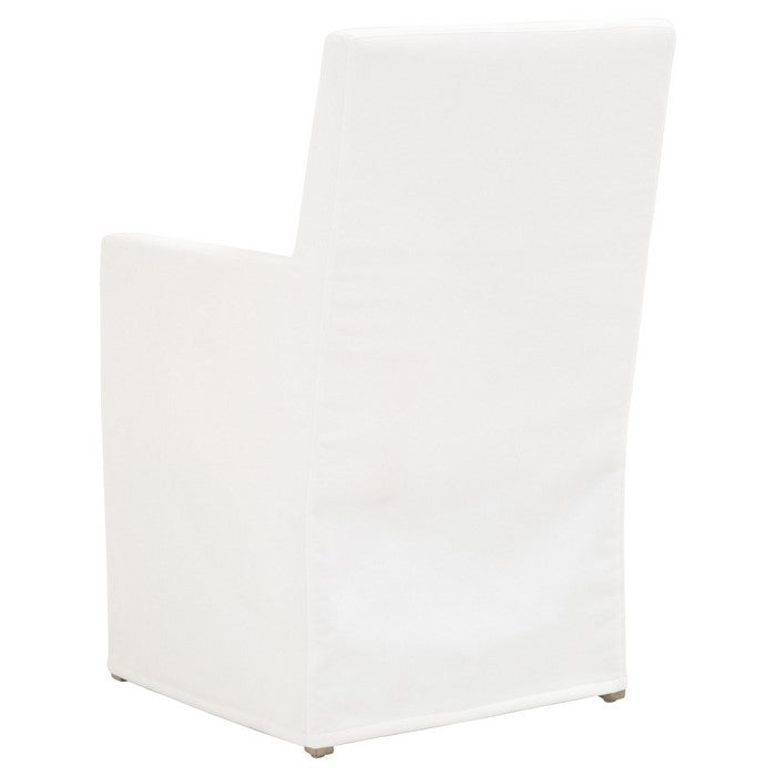 Wooden Frame Arm Chair with Removable Slipcover, White