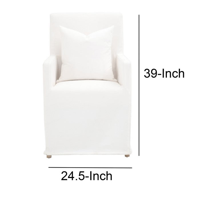 Wooden Frame Arm Chair with Removable Slipcover, White