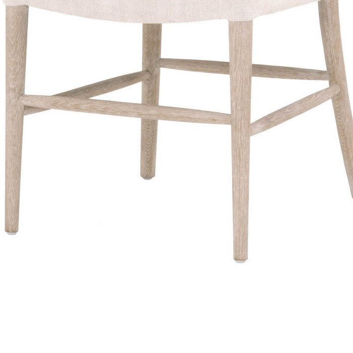 Cane Back Wooden Frame Dining Chair with Padded Seat, Set of 2, Beige
