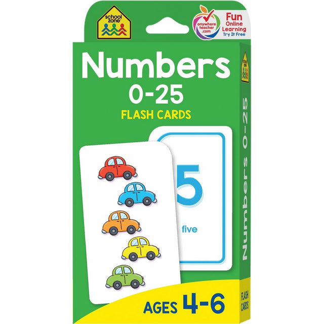 School Zone - Numbers 0-25 Flash Cards - Ages 4-6, Preschool and Up, Math Equations, Problem Solving, and More