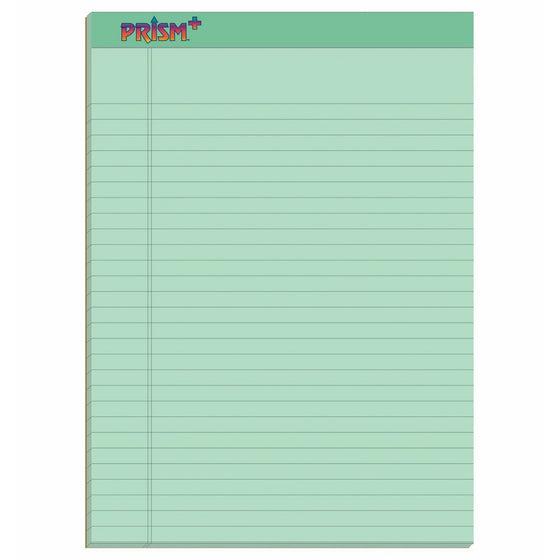 TOPS Prism Plus 100% Recycled Legal Pad, 8-1/2 x 11-3/4 Inches, Perforated, Green, Legal/Wide Rule, 50 Sheets per Pad, 12 Pads per Pack (63190)