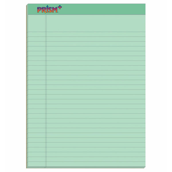 TOPS Prism Plus 100% Recycled Legal Pad, 8-1/2 x 11-3/4 Inches, Perforated, Green, Legal/Wide Rule, 50 Sheets per Pad, 12 Pads per Pack (63190)