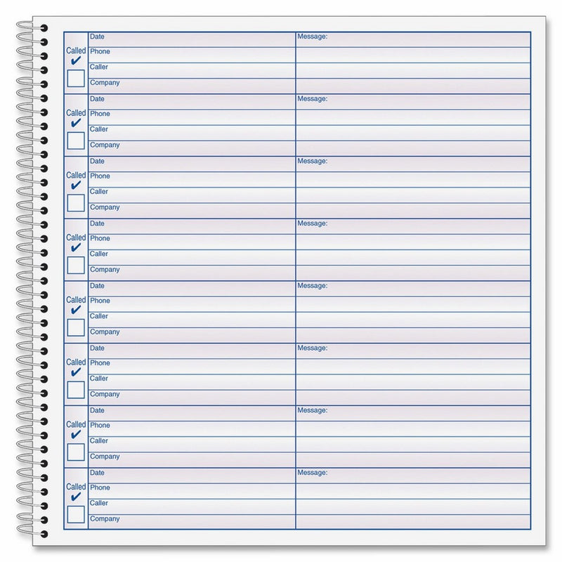 Adams Voice Mail Log, 8.25 x 8.5 Inch, Spiral Bound, 60 Forms per Book, 2-Pack, White (S8714)