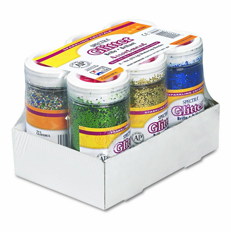 Pacon Spectra Glitter Sparkling Crystals, Assorted Colors, 4-Ounce, 6-Pack (91370)