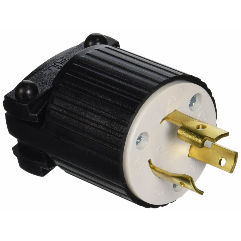 Eaton L620P 20-Amp 250-Volt Hart-Lock Industrial Grade Plug with Safety Grip Black and White