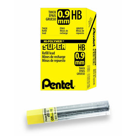Pentel Super Hi-Polymer Lead Refill, 0.9mm Thick, HB, 180 Pieces of Lead (50-9-HB)