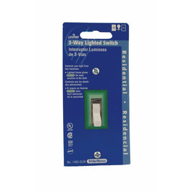 Leviton 1463-GLW Switch 3-Way Lighted Toggle, Residential Grade, Cof Wh Side Wired With Ground Screw