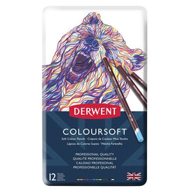 Derwent Colored Pencils, ColourSoft Pencils, Drawing, Art, Metal Tin, 12 Count (0701026)