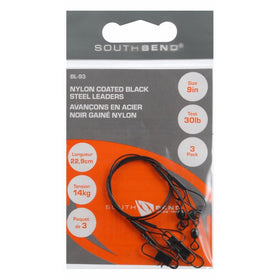 South Bend Black Nylon Coated Steel Leader 9-Inch (Black)