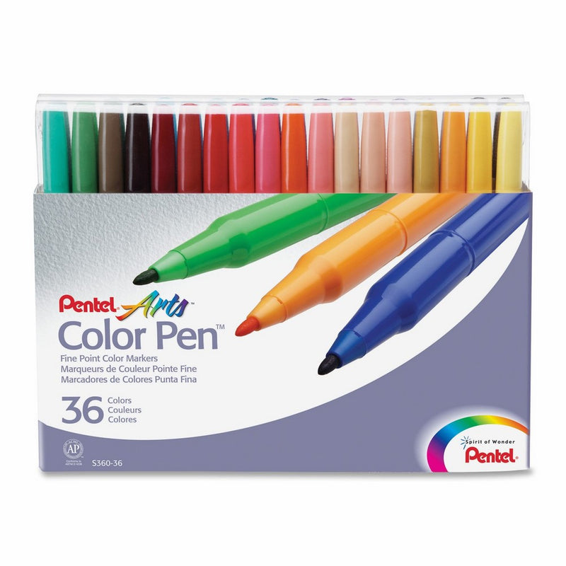 Pentel Color Pen, Set of 36, Assorted (S360-36)
