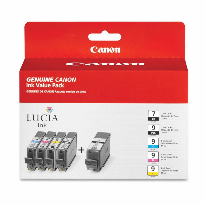 Canon CNMPGI9PGI7 Value Pack, Black, Cyan, Magenta, Yellow, Photo Black, Inkjet, 1 / Pack