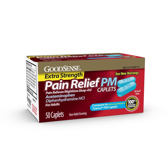 GoodSense Acetaminophen Pain Reliever/Fever Reducer PM, 50 Count