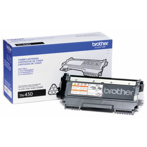 Brother Genuine High Yield Toner Cartridge, TN450, Replacement Black Toner, Page Yield Up To 2,600 Pages