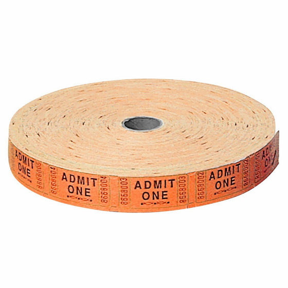 US Toy Carnival Tickets Roll Admit 1 Party Supplies Cards (1 Roll of 2000), Orange