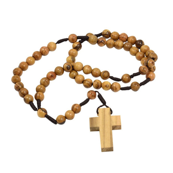 AUTHENTIC Olive Wood Catholic Rosary Beads Necklace from Bethlehem in Natural Cotton Pouch by BeBlessed