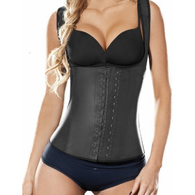 Ann Cherry Women's Full Vest Latex Waist Trainer Cincher Faja Girdle, Black, Large/36