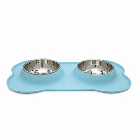 Zack & Zoey Crave Silicone Pet Diner with Stainless Steel Pet Food Bowls, 12 Ounce
