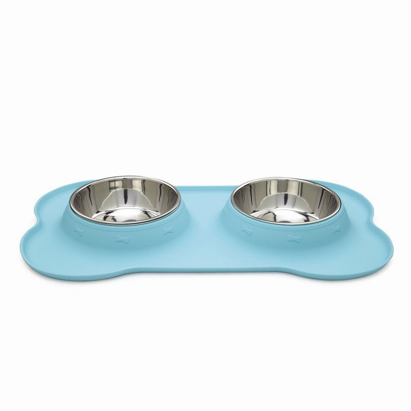 Zack & Zoey Crave Silicone Pet Diner with Stainless Steel Pet Food Bowls, 12 Ounce