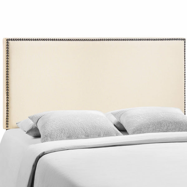 Modway Region Upholstered Linen Headboard Queen Size With Nailhead Trim In Ivory