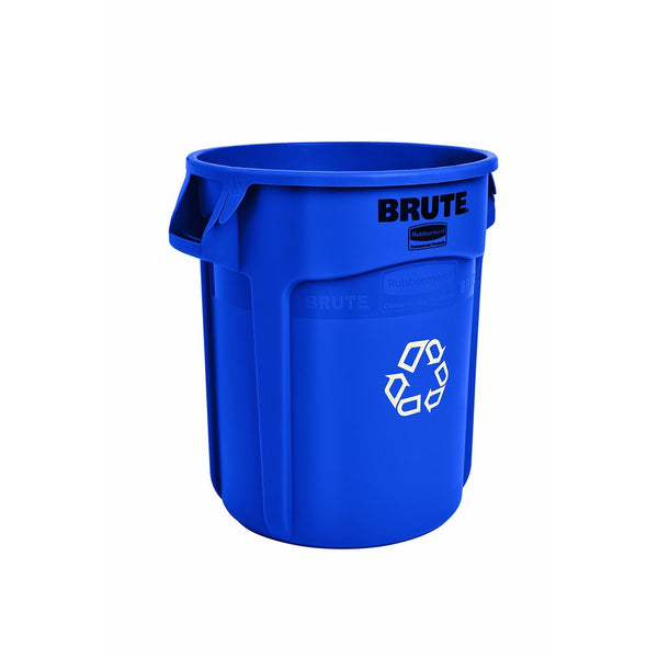 Rubbermaid Commercial Vented BRUTE Heavy-Duty Round Waste/Utility Container With Recycling Logo, 20-gallon, Blue (FG262073BLUE)