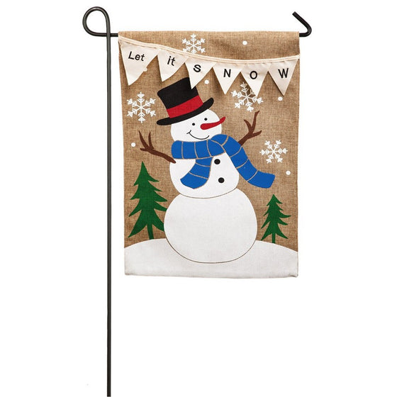 Evergreen Let it Snow Pennant Double-Sided Burlap Garden Flag - 12.5”W x 18" H