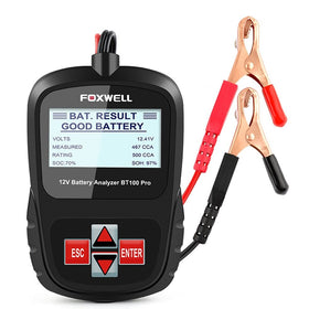 FOXWELL Battery Analyzer BT100 Pro 12V 100-1100 CCA Battery Load Tester Detect regular flooded, AGM Flat Plate, AGM Spiral and GEL Batteries Health Directly