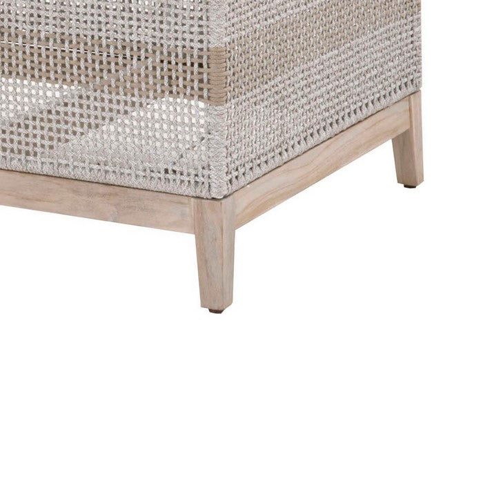 Interwoven Rope Wooden Coffee Table with Glass Top, Gray and Brown