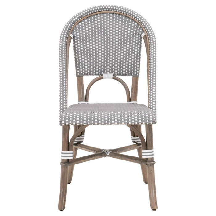 Rattan Dining Chair with Woven Back and Seat, Set of 2, Gray and White