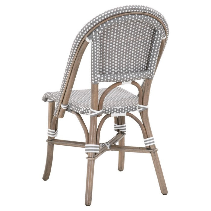 Rattan Dining Chair with Woven Back and Seat, Set of 2, Gray and White