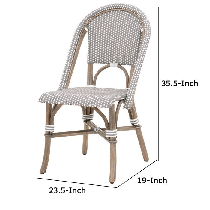 Rattan Dining Chair with Woven Back and Seat, Set of 2, Gray and White