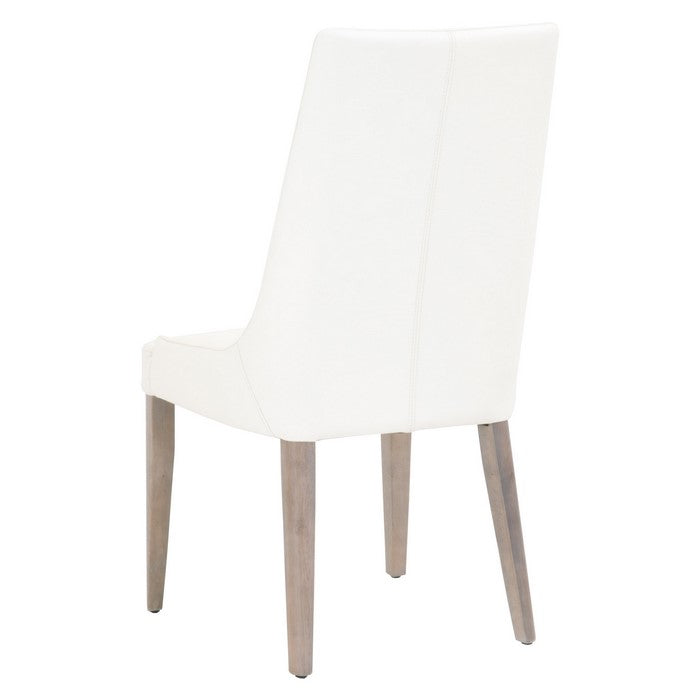 Curved Dining Chair with Round Tapered Legs, Set of 2, White and Brown