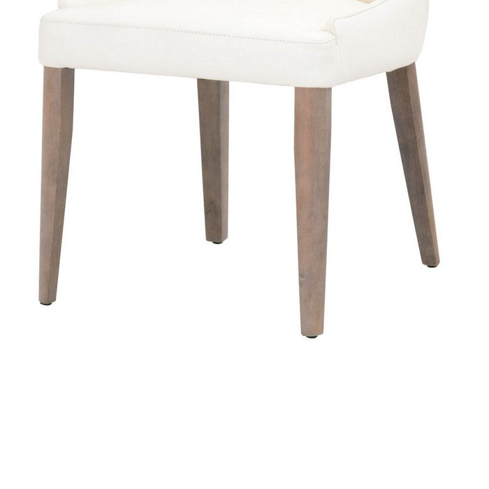 Curved Dining Chair with Round Tapered Legs, Set of 2, White and Brown