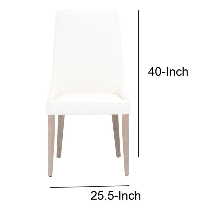 Curved Dining Chair with Round Tapered Legs, Set of 2, White and Brown