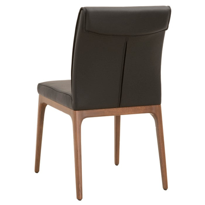 Leatherette Dining Chair with Sleigh Stitched Back,Set of 2, Sable Brown