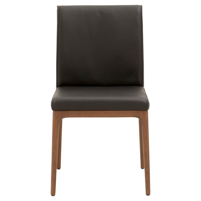 Leatherette Dining Chair with Sleigh Stitched Back,Set of 2, Sable Brown