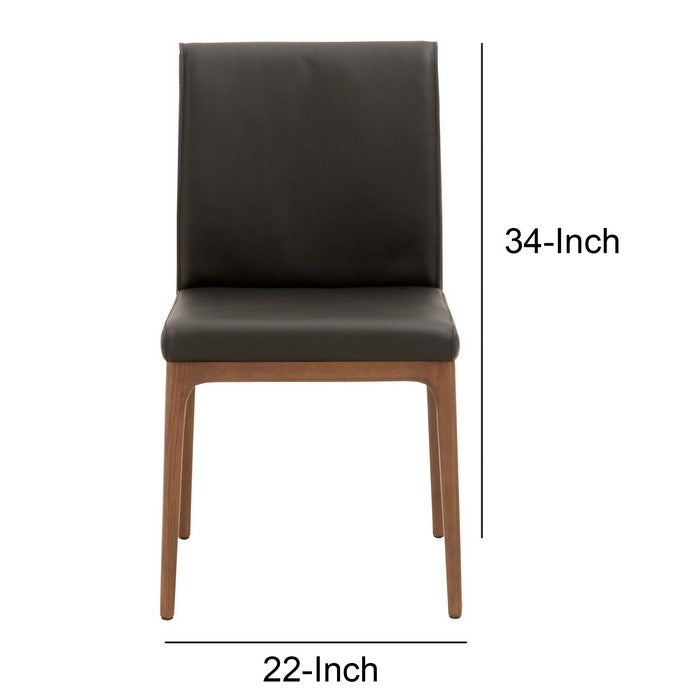 Leatherette Dining Chair with Sleigh Stitched Back,Set of 2, Sable Brown