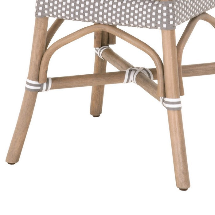 Rattan Square Dining Table with Plastic Woven Top, Gray and White