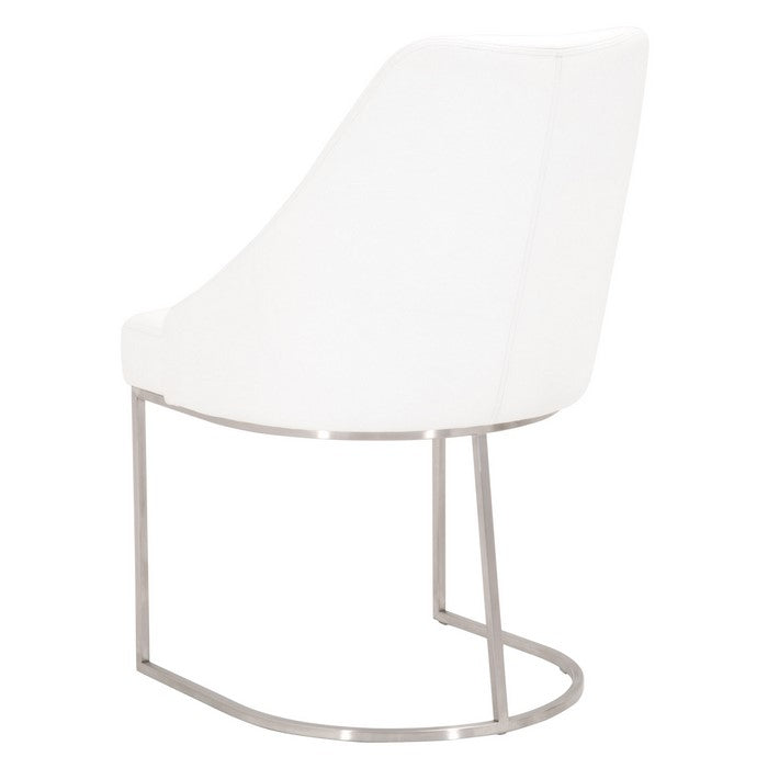 Curved Dining Chair with Steel Cantilever Base, Set of 2, White and Gold