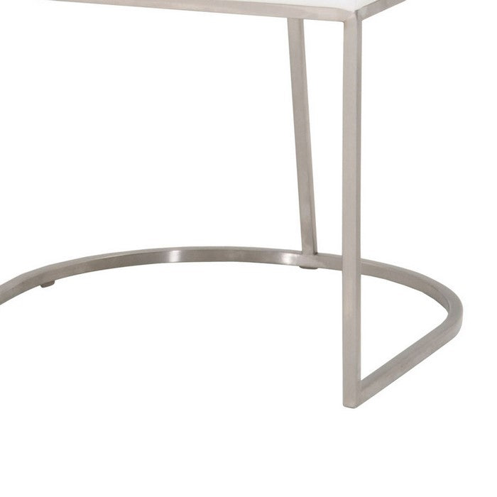 Curved Dining Chair with Steel Cantilever Base, Set of 2, White and Gold