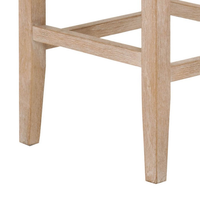 Wooden Backless Counter Stool with Nailhead Trim, Gray and Brown