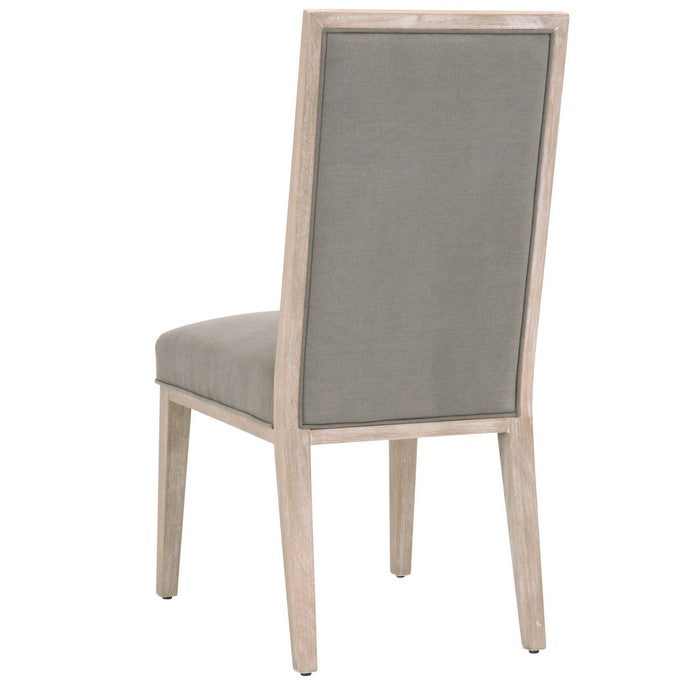 High Back Armless Dining Chair with Wooden Legs, Set of 2, Gray and Brown