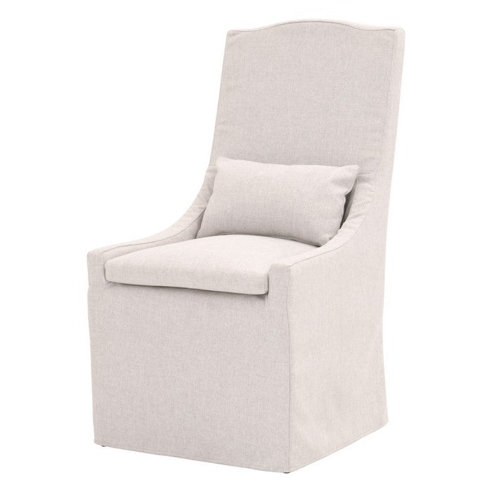 Contemporary Fabric Upholstered Side Chair with Lumbar Pillow, Gray