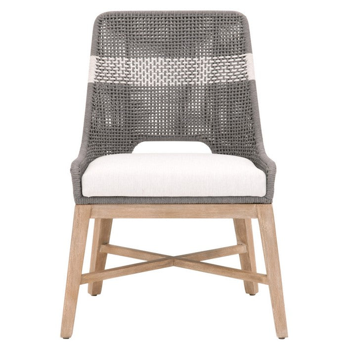 Interwoven Dining Chair with X Shaped Support, Set of 2, Dark Gray