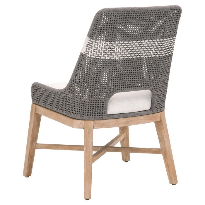 Interwoven Dining Chair with X Shaped Support, Set of 2, Dark Gray