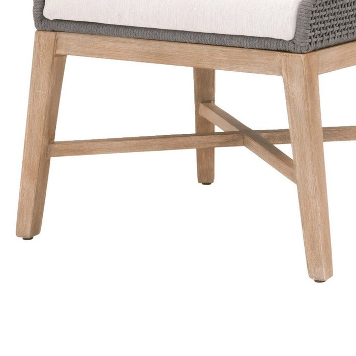 Interwoven Dining Chair with X Shaped Support, Set of 2, Dark Gray