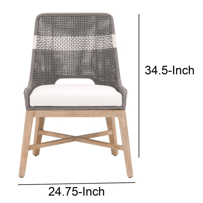 Interwoven Dining Chair with X Shaped Support, Set of 2, Dark Gray