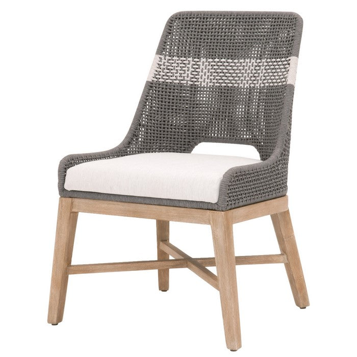 Interwoven Dining Chair with X Shaped Support, Set of 2, Dark Gray