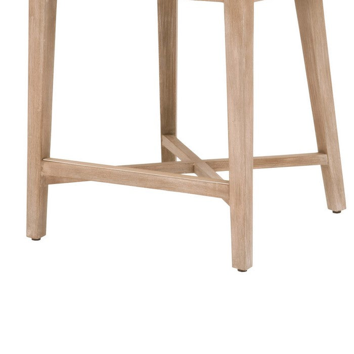 Interwoven Rope Counter Stool with Stretcher and Cross Support, Dark Gray